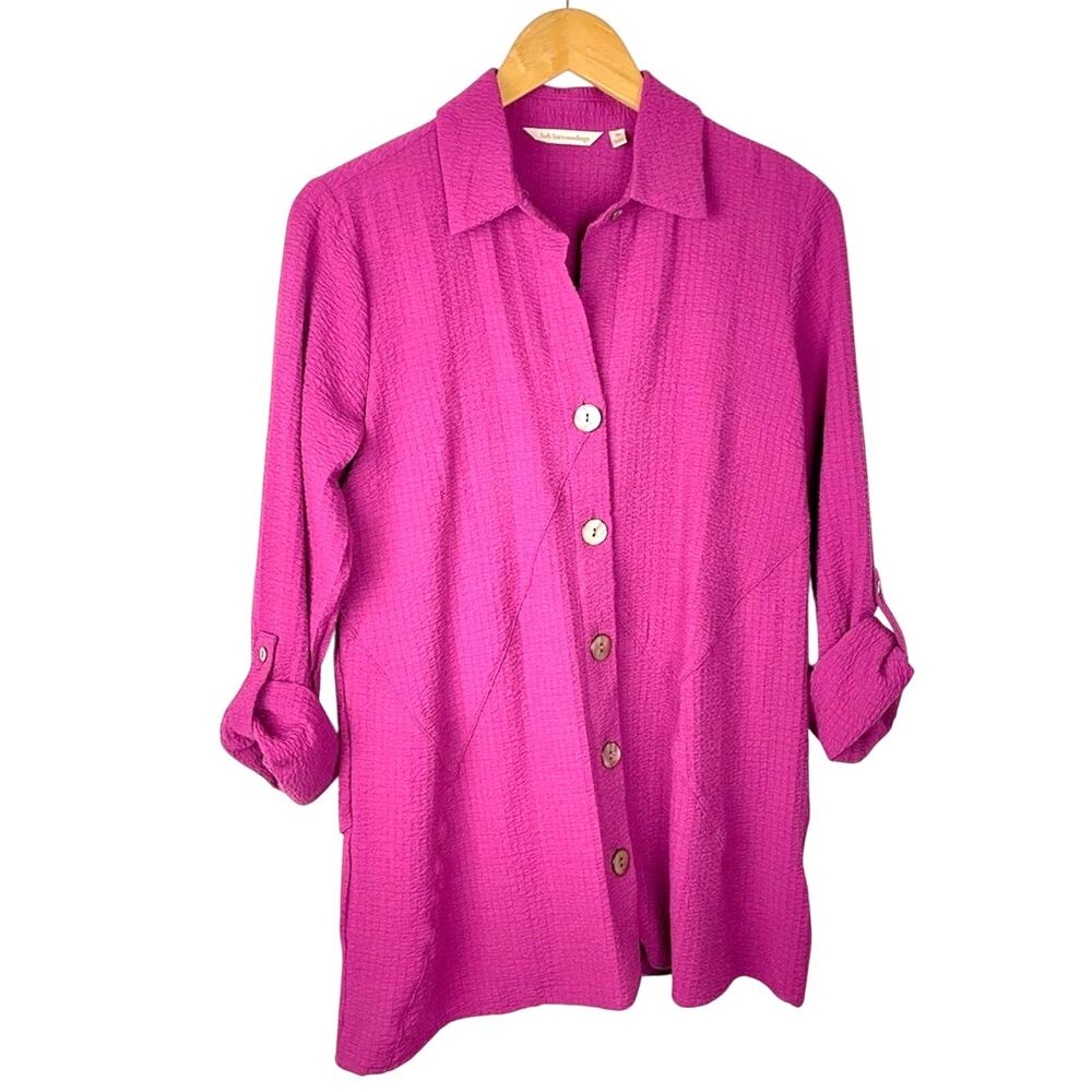 Soft Surroundings | Pink Fuchsia Button Down Shirt Rayon
